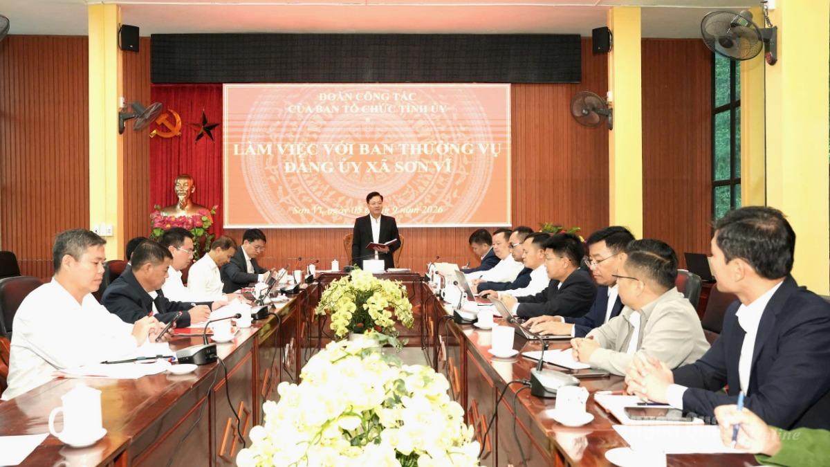Đồng chí Trần Quang Minh, Ủy viên Ban Thường vụ Tỉnh ủy, Trưởng Ban Tổ chức Tỉnh ủy kết luận tại buổi làm việc.