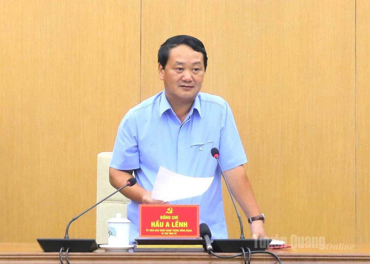 Bí thư Tỉnh ủy phát biểu chỉ đạo tại cuộc họp.
