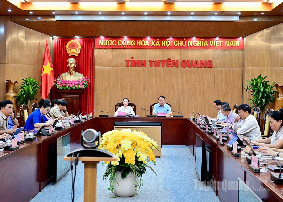 Các đồng chí Thường trực Tỉnh chủ trì Lễ phát động tại điểm cầu Tuyên Quang.