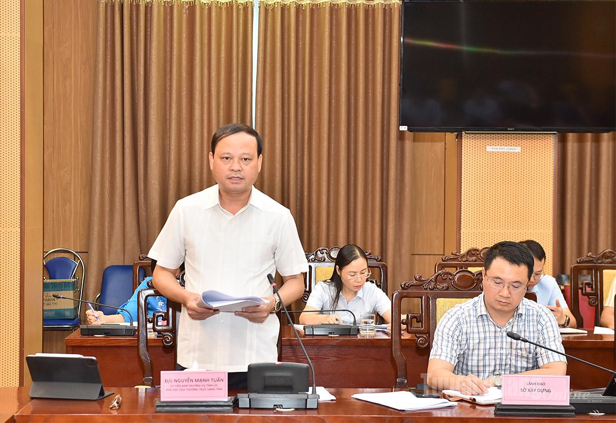 Phó Chủ tịch Thường trực UBND tỉnh Nguyễn Mạnh Tuấn phát biểu tại cuộc họp.