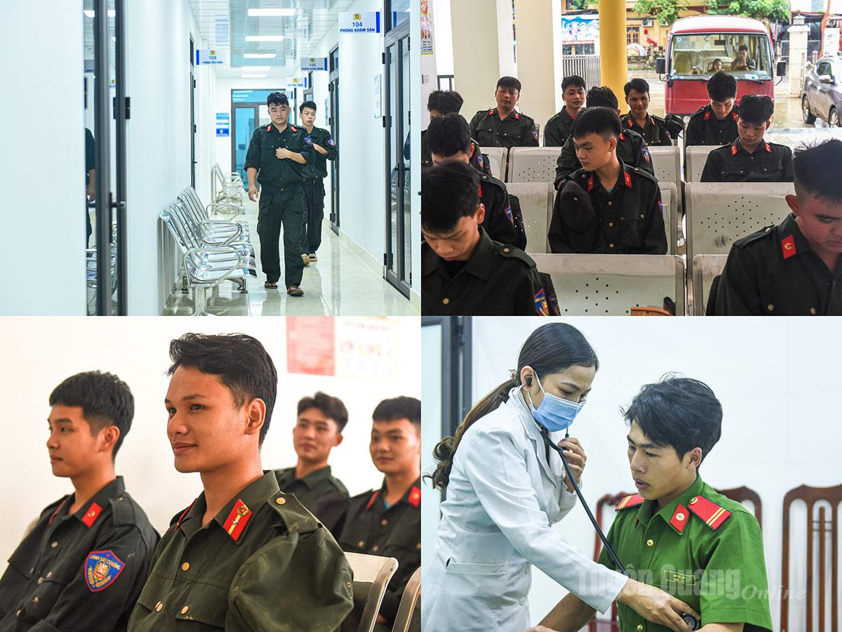 Bên ngoài sảnh chờ Bệnh xá Công an Hà Giang, một nhóm chiến sĩ trẻ đang ngồi chờ kiểm tra sức khỏe. Sau đợt ngập lụt lịch sử ngày 30/09 tại phường Hà Giang 1-2, bệnh xá Công an Hà Giang đã tiếp nhận điều trị hơn 50 bệnh nhân là cán bộ, chiến sỹ thực hiện nhiệm vụ tham gia vào trong quá trình phòng chống và khắc phục hậu quả của bão lũ. 