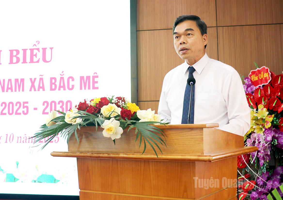 . Phó Bí thư Tỉnh ủy, Chủ tịch Ủy ban MTTQ Việt Nam tỉnh Ma Thế Hồng phát biểu tại Đại hội.