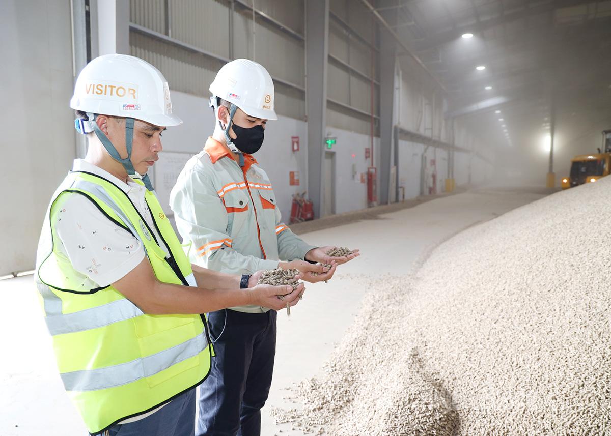 Sản phẩm viên nén sinh khối của Nhà máy nhiên liệu sinh khối Erex Sakura Tuyên Quang tại Khu công nghiệp Long Bình An.