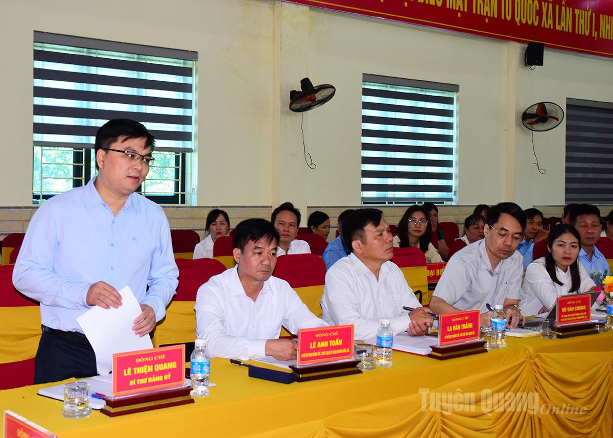 Lãnh đạo xã Kim Bình phát biểu tại buổi làm việc.