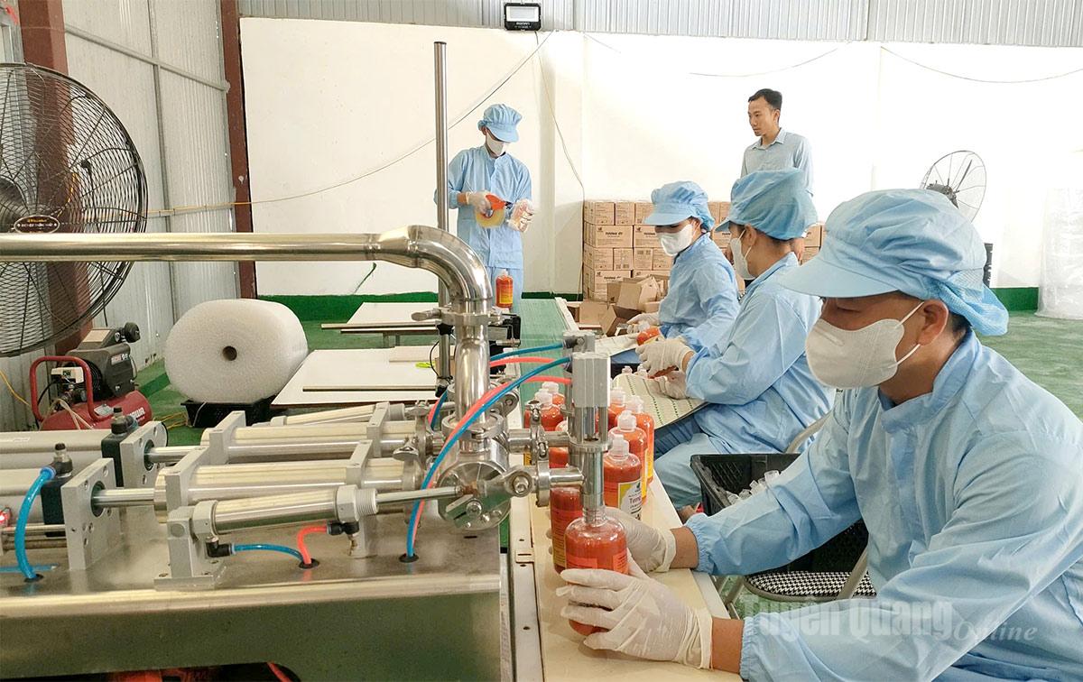 Dây chuyền sản xuất tương ớt lên men được đầu tư ngay tại địa phương, giúp giải quyết việc làm cho nhiều lao động.