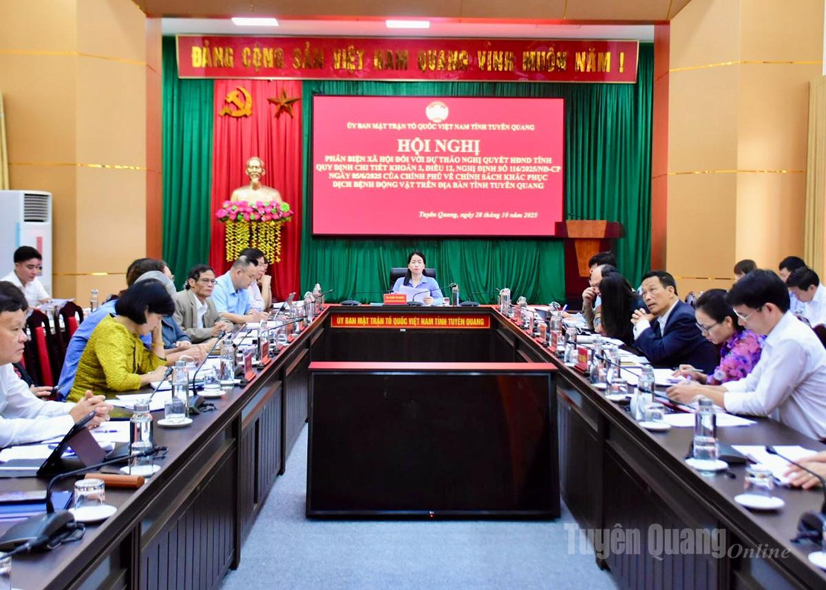 Các đồng chí đại biểu tham gia hội nghị phản biện xã hội với hai dự thảo nghị quyết.