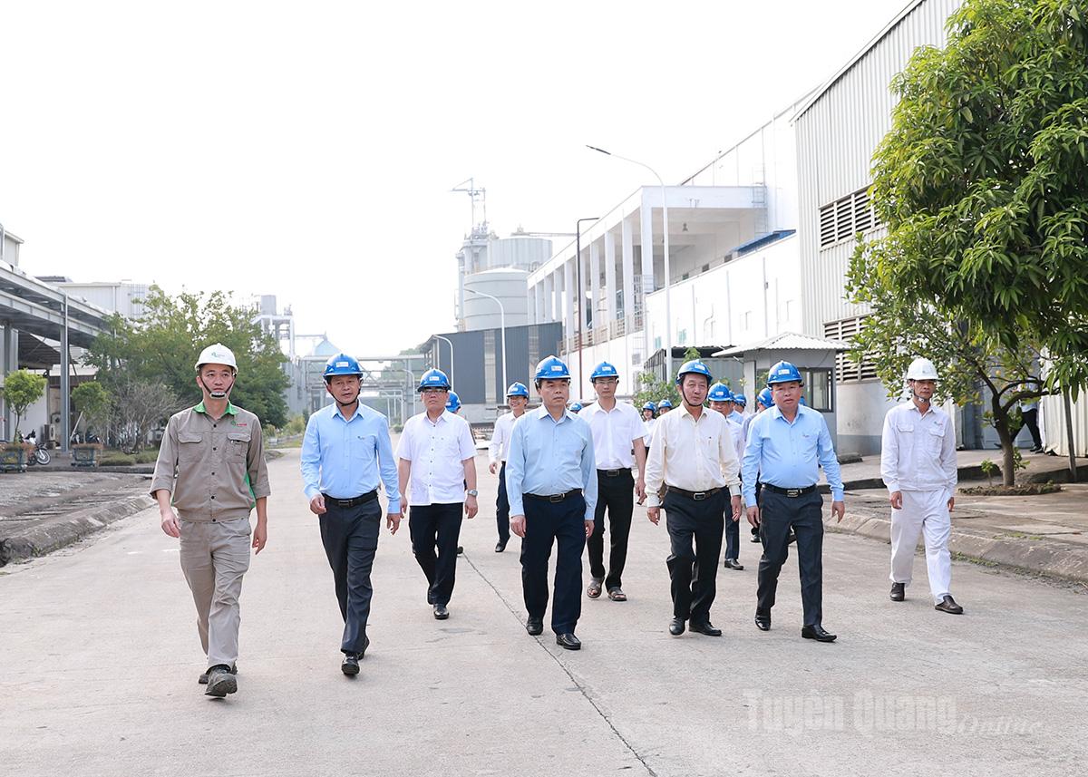 Đoàn công tác khảo sát hoạt động của Nhà máy sản xuất giấy của Công ty Cổ phần Giấy An Hoà.