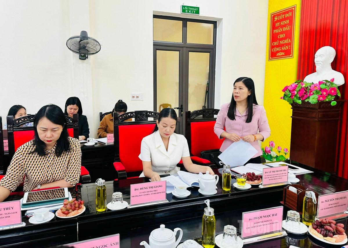 Đồng chí Lê Thị Thanh Trà, Phó Chủ tịch HĐND tỉnh phát biểu tại buổi làm việc.