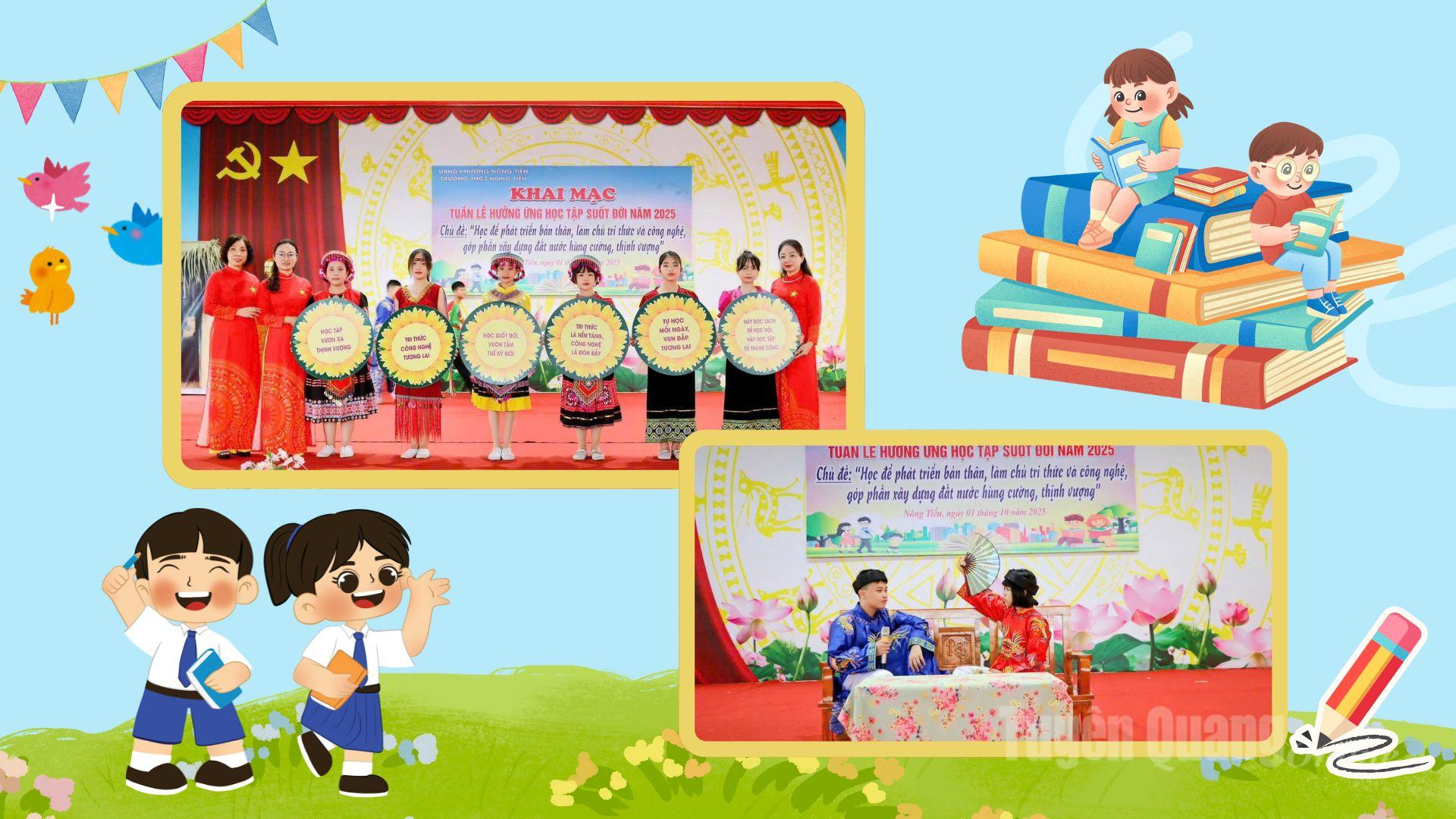 Những tiết mục, tiểu phẩm hấp dẫn chuyển thể từ các tác phẩm văn học tại trường THCS Nông Tiến.