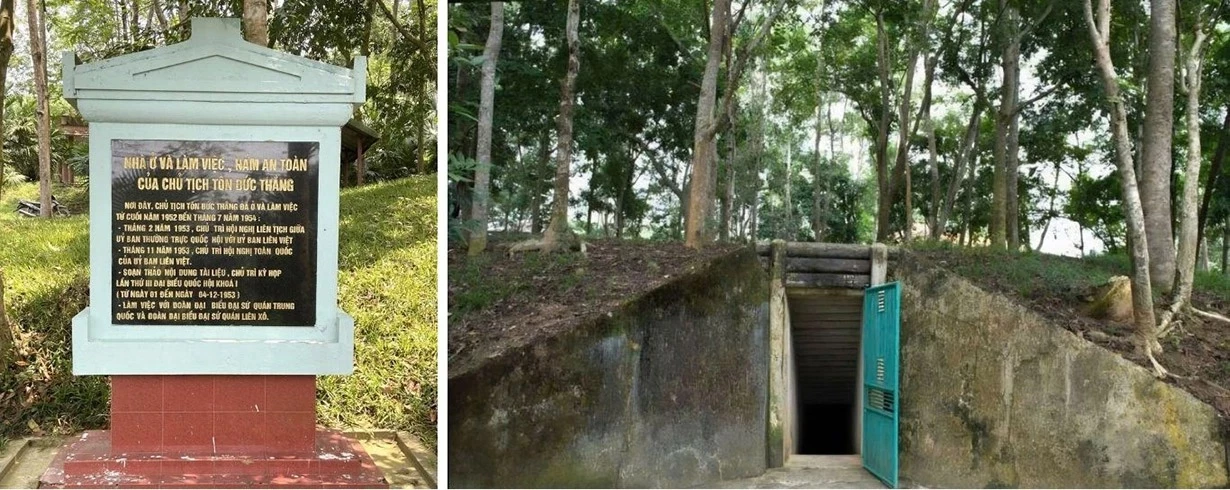 Hầm an toàn của Chủ tịch Tôn Đức Thắng tại Khu di tích Ban Thường trực Quốc hội xã Tân Trào.