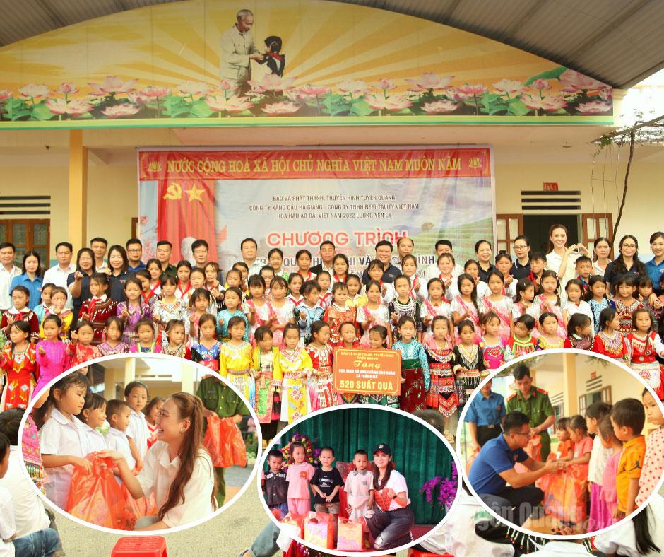 The program was supported by main sponsors including Ha Giang Petroleum Company, Miss Vietnam Ao Dai 2022 Luong Yen Ly, and Reputality Vietnam Co., Ltd., who together contributed meaningful gifts to spread love and sharing to students and residents in border areas.