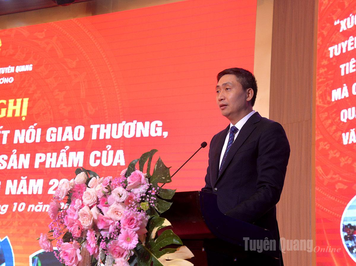 Phó Cục trưởng Cục Xúc tiến thương mại, Bộ Công Thương Hoàng Minh Chiến phát biểu tại Hội nghị.
