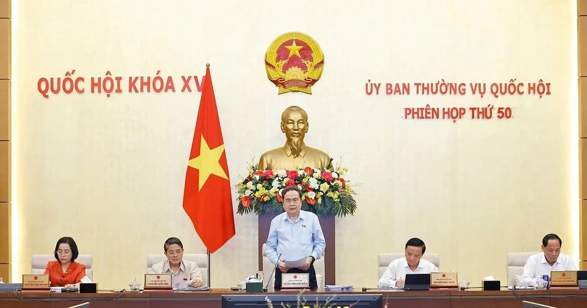 NA Chairman Tran Thanh Man speaks at the opening of the NA Standing Committees 50th session (Photo: VNA)