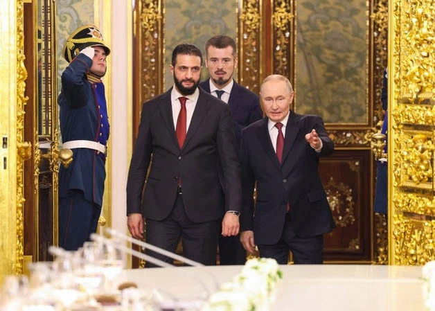 Russian President Vladimir Putin receives Syrian Interim President Ahmed al-Sharaa. (Photo: Kremlin)