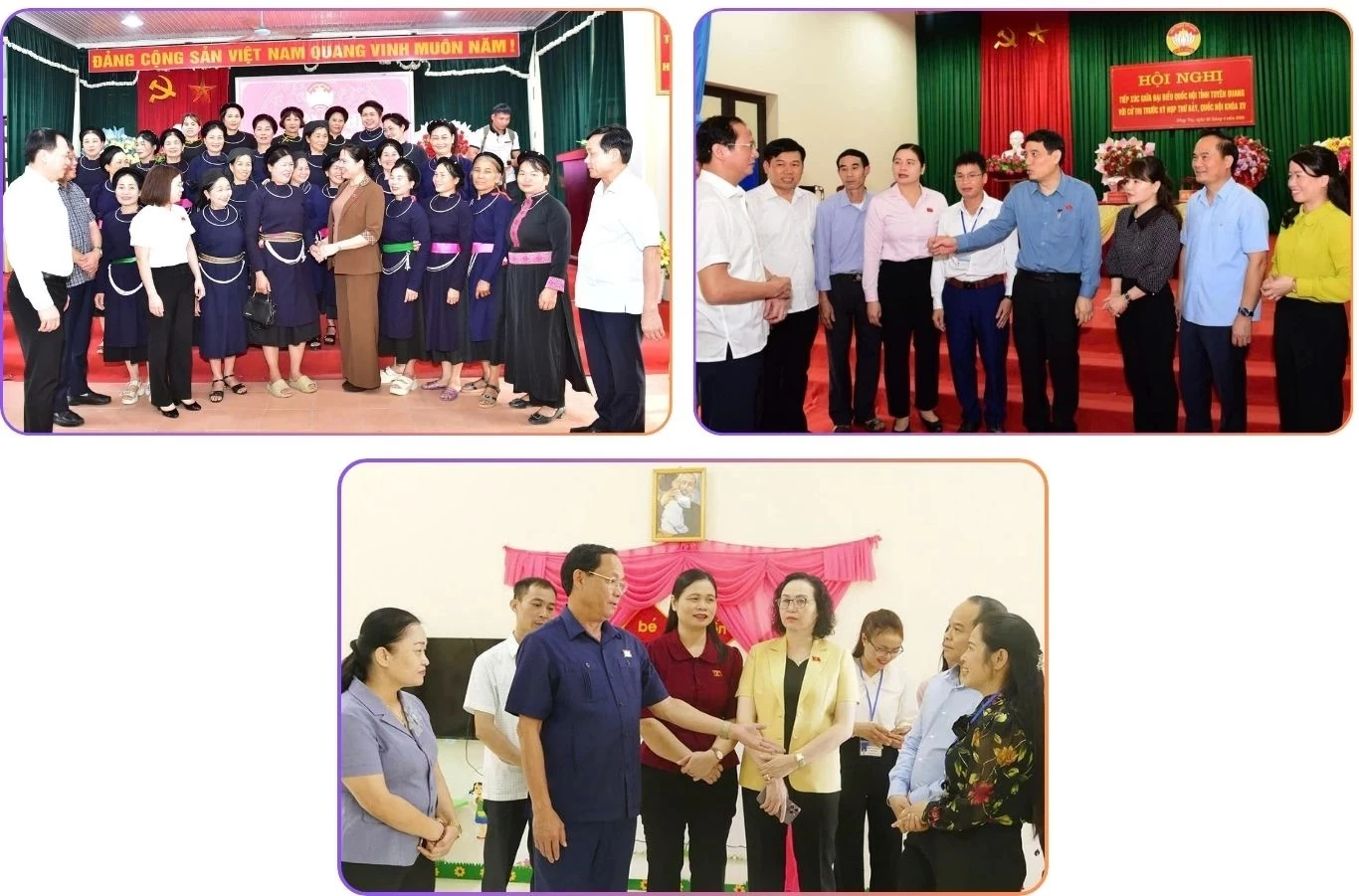 Các vị Đại biểu Quốc hội - Đoàn ĐBQH tỉnh Tuyên Quang tiếp xúc, trao đổi với cử tri Tuyên Quang.