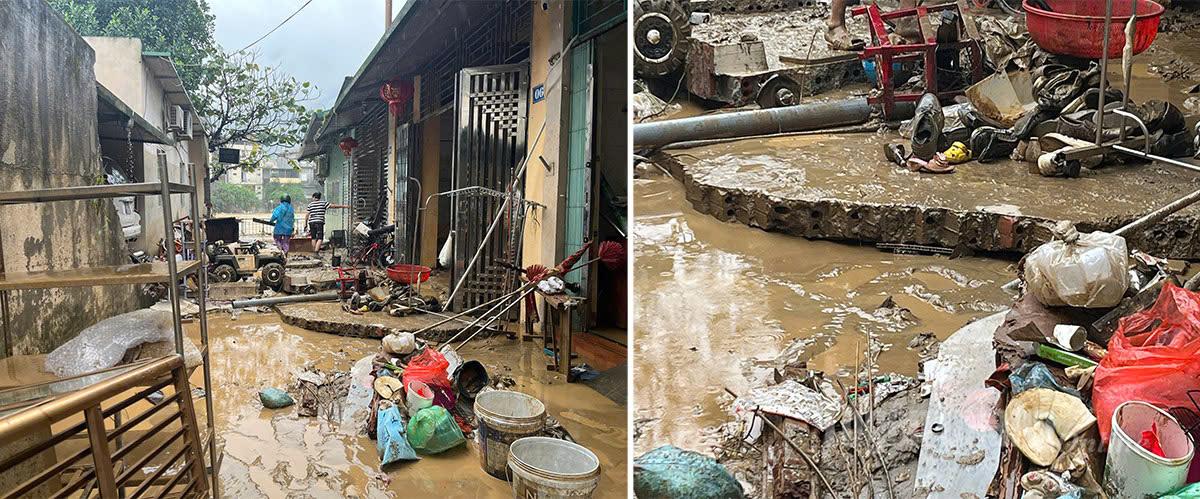 Nước rút, để lại nhiều thiệt hại cho người dân tại tổ 9, phường Hà Giang 1. Ảnh: Như Nguyệt