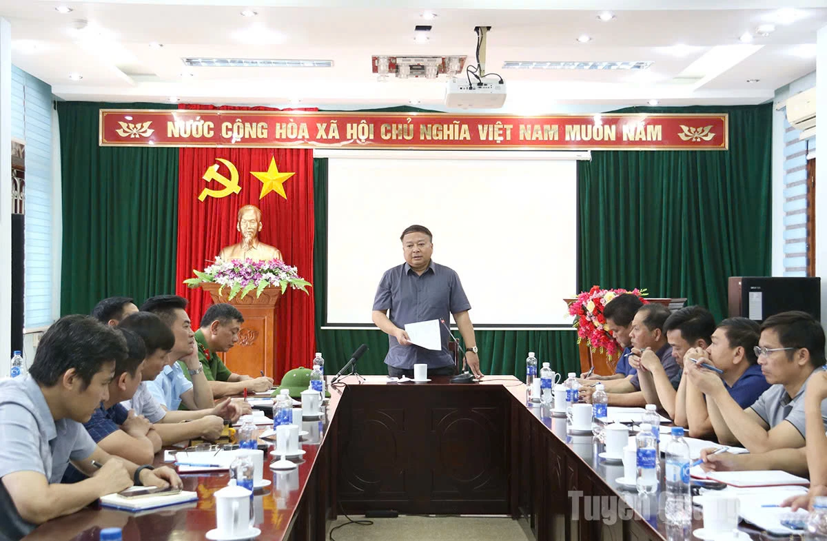 Chủ tịch UBND tỉnh Phan Huy Ngọc phát biểu kết luận buổi làm việc. Ảnh: Thanh Hải