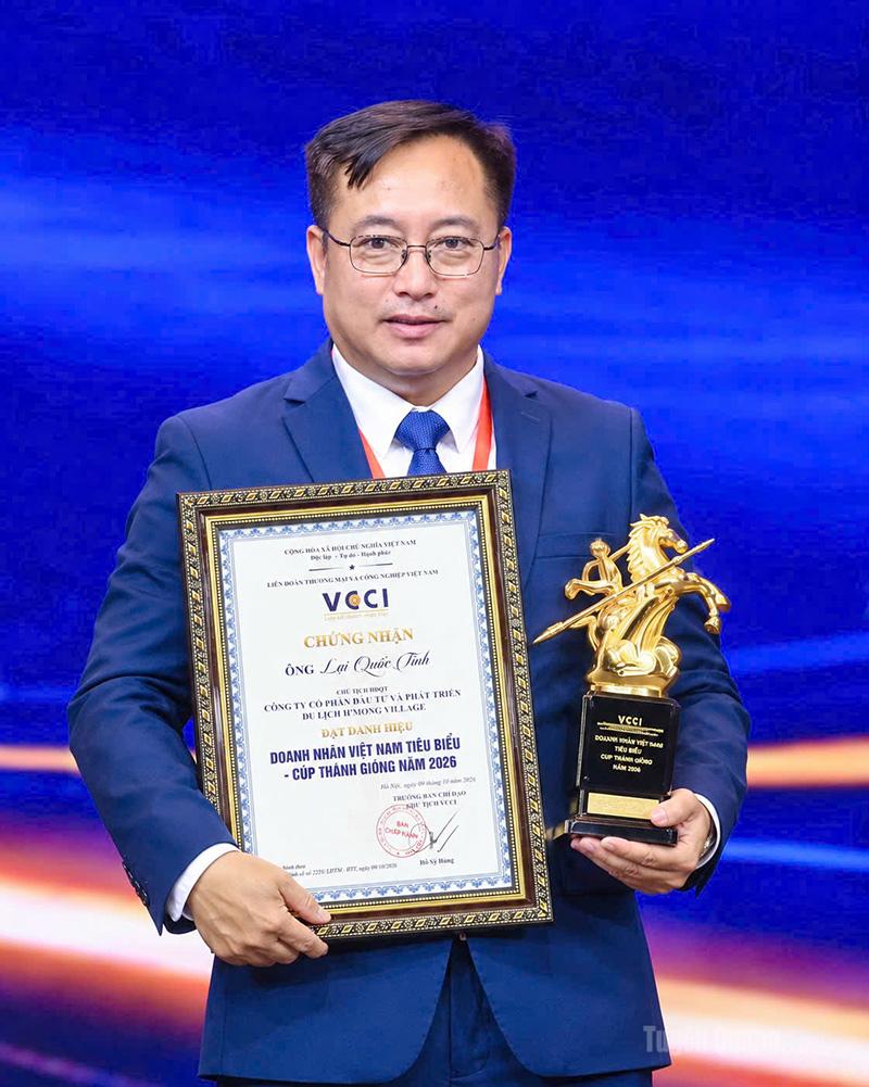 Doanh nhân Lại Quốc Tĩnh được vinh danh “Doanh nhân Việt Nam tiêu biểu - 
Cúp Thánh Gióng” năm 2026.