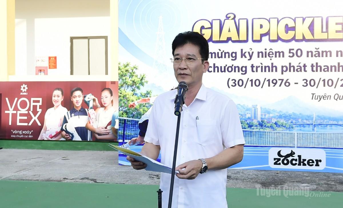 Đồng chí Nguyễn Mạnh Cường, Phó Giám đốc Báo và phát thanh, truyền hình Tuyên Quang, Chủ tịch Công đoàn, Trưởng Ban Tổ chức giải phát biểu khai mạc giải thể thao.