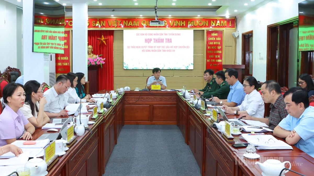 Toàn cảnh phiên họp thẩm tra của Ban Pháp chế HĐND tỉnh.