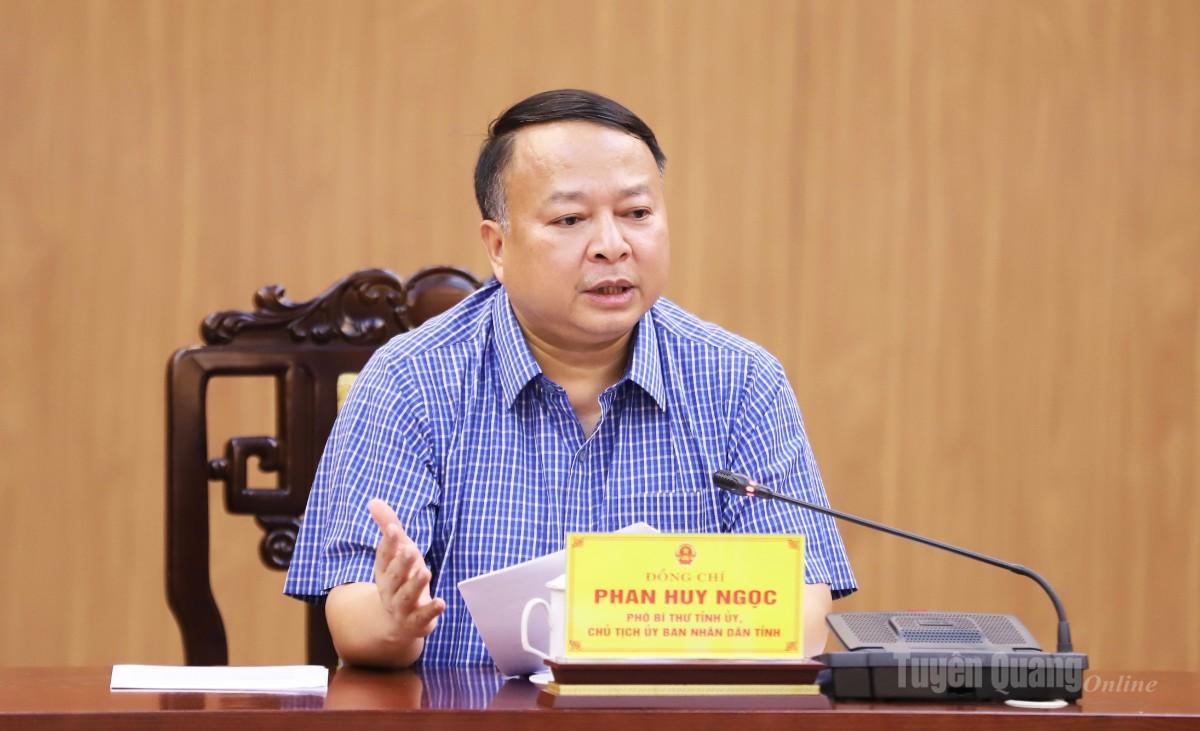 Chủ tịch UBND tỉnh Phan Huy Ngọc phát biểu chỉ đạo tại buổi làm việc.