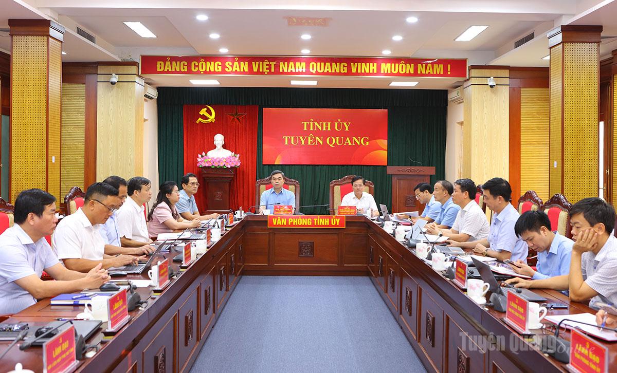 Toàn cảnh hội nghị tại điểm cầu tỉnh Tuyên Quang.
