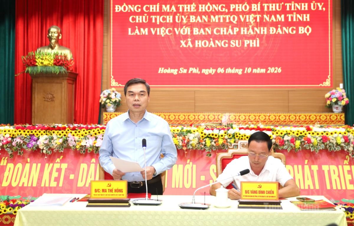Phó Bí thư Tỉnh ủy, Chủ tịch Ủy ban MTTQ Việt Nam tỉnh kết luận tại buổi làm việc.