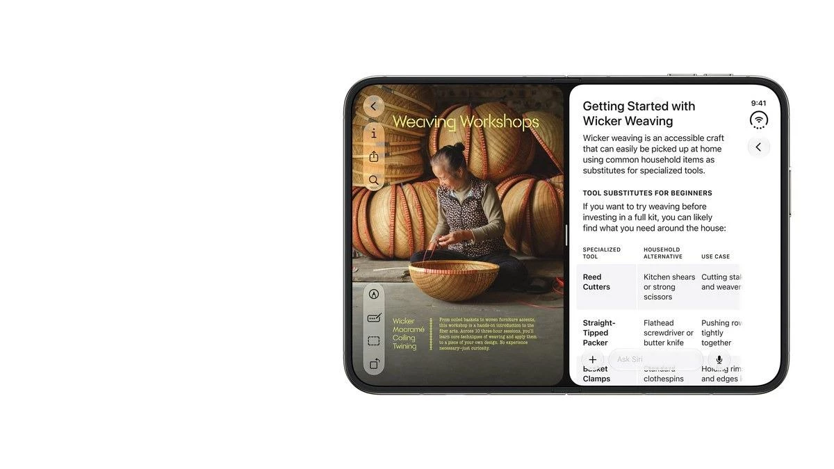 Màn hình trong chia đôi, vừa xem ảnh vừa đọc tài liệu. Ảnh: Apple