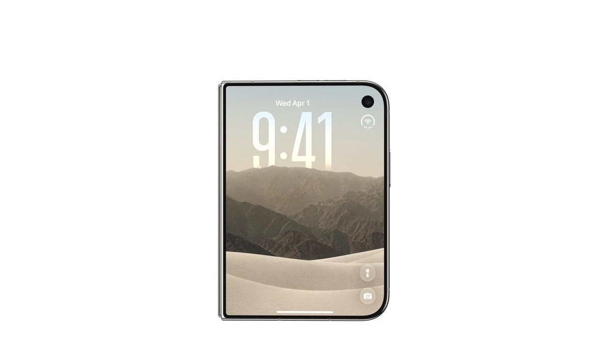 Khi gập, iPhone Duo dùng màn hình ngoài 5,4 inch. Ảnh: Apple