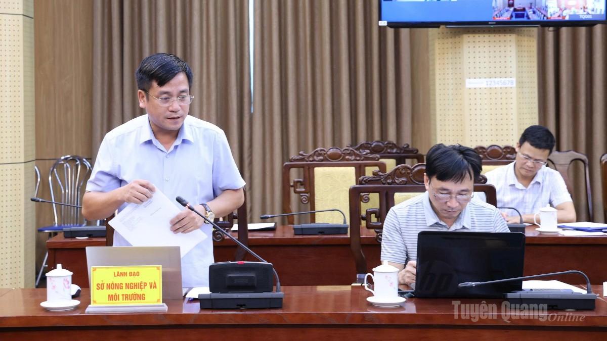 Lãnh đạo Sở Nông nghiệp và Môi trường báo cáo tiến độ làm giàu, làm sạch dữ liệu đất đai và cấp giấy chứng nhận quyền sư dụng đất.