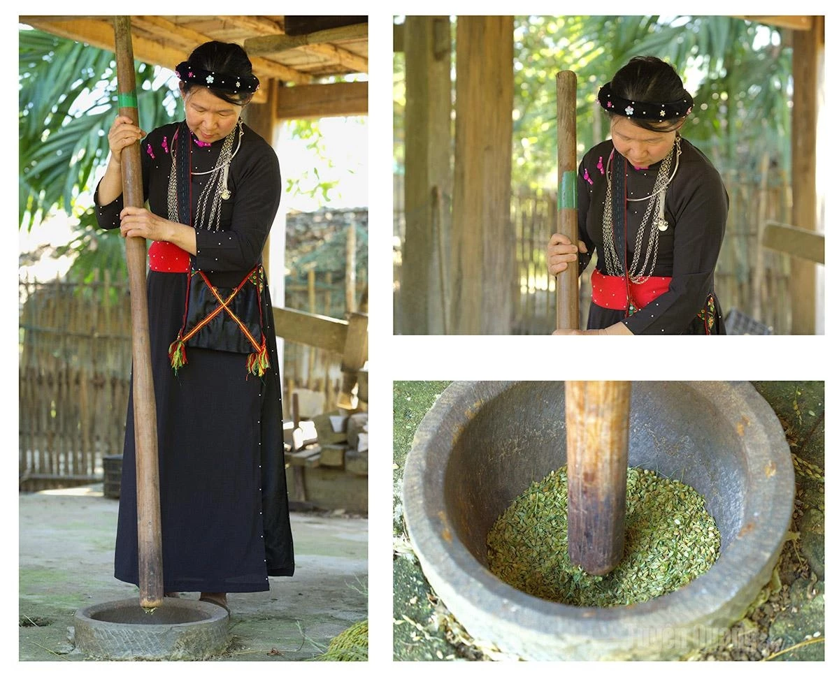 The next stage is pounding, which requires considerable strength and endurance. Vuong Hoai Thom, a resident of Ban Mich Village, Thuan Hoa Commune, said: “The rice must be pounded in a steady rhythm. The force must be neither too light nor too strong, as excessive force will crush the young green rice flakes. In addition, the grains must be turned evenly to ensure that the finished product remains whole and retains its delicious aroma.”