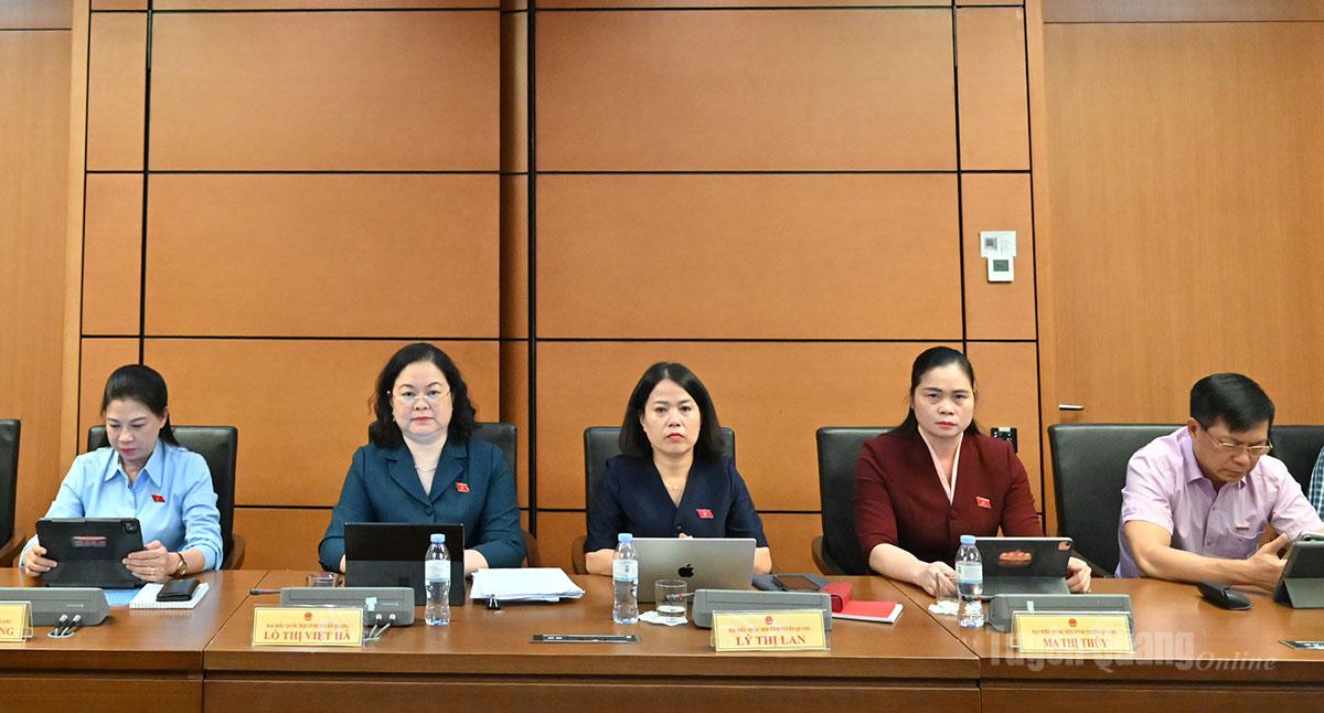 Đồng chí Lê Thị Kim Dung, Phó Bí thư Thường trực Tỉnh ủy, Trưởng đoàn ĐBQH tỉnh Tuyên Quang khóa XVI và đại biểu dự thảo luận tổ.