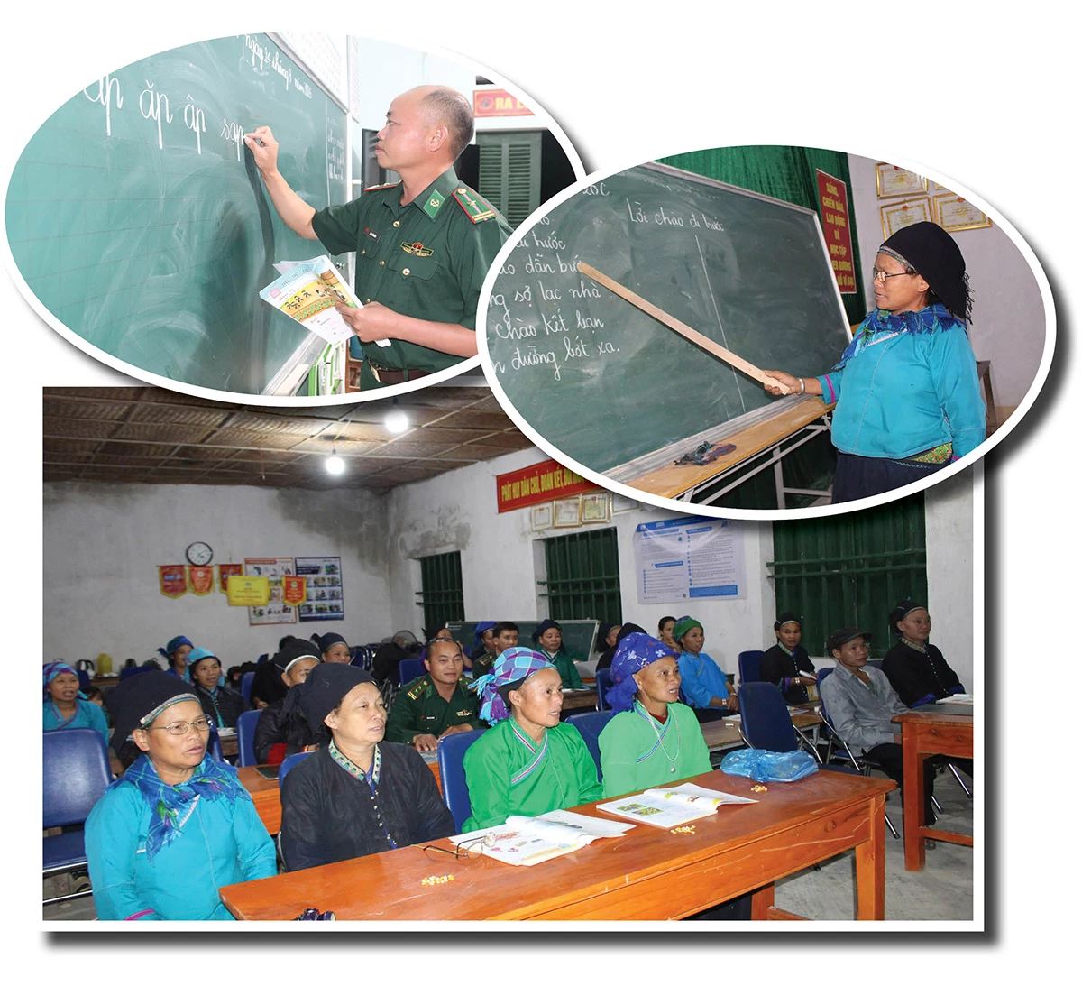 Người đến học chữ đều là những nông dân U ngoài 50.