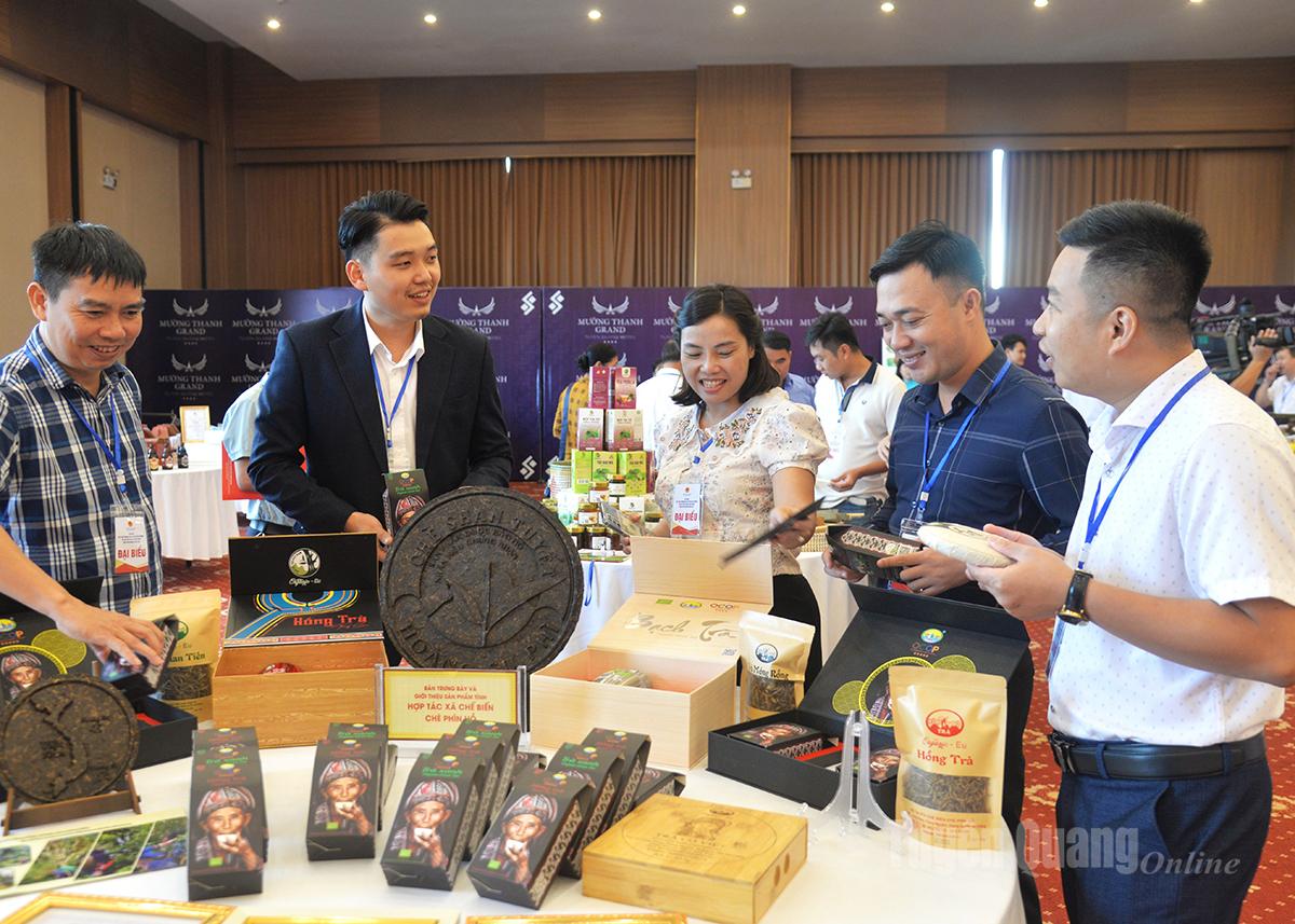 Hợp tác xã chế biến chè Phìn Hồ, xã Thông Nguyên giới thiệu các dòng sản phẩm đặc sản.