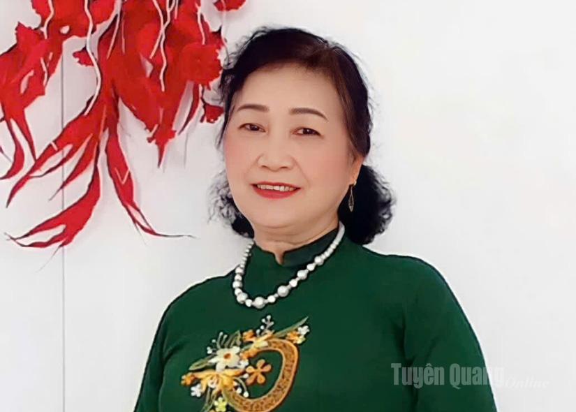 Bà Vũ Thị Quế, Bí thư Chi bộ, Trưởng ban Công tác Mặt trận thôn Vĩnh Giang, xã Chiêm Hóa.