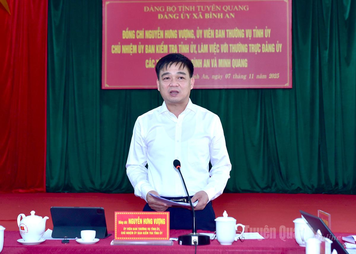 Chủ nhiệm UBKT Tỉnh ủy Nguyễn Hưng Vượng phát biểu kết luận buổi làm việc.