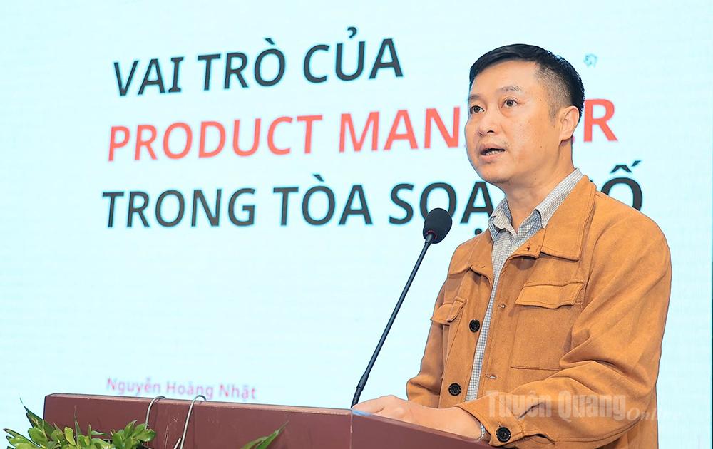 Nhà báo Hoàng Nhật, Phó Trưởng ban Nhân Dân điện tử, Báo Nhân Dân chia sẻ về xu hướng quản lý tòa soạn hội tụ.