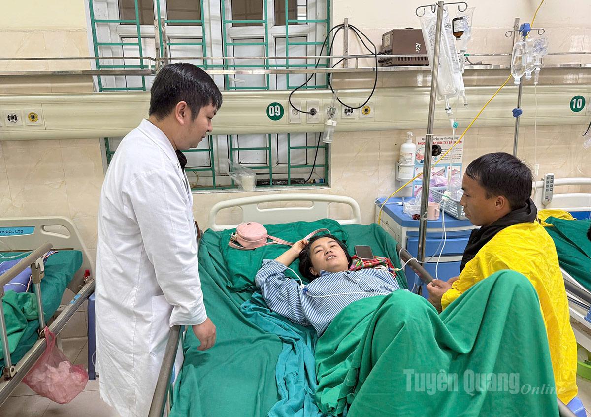 Bệnh nhân Lìu Thị Xa sau phẫu thuật.