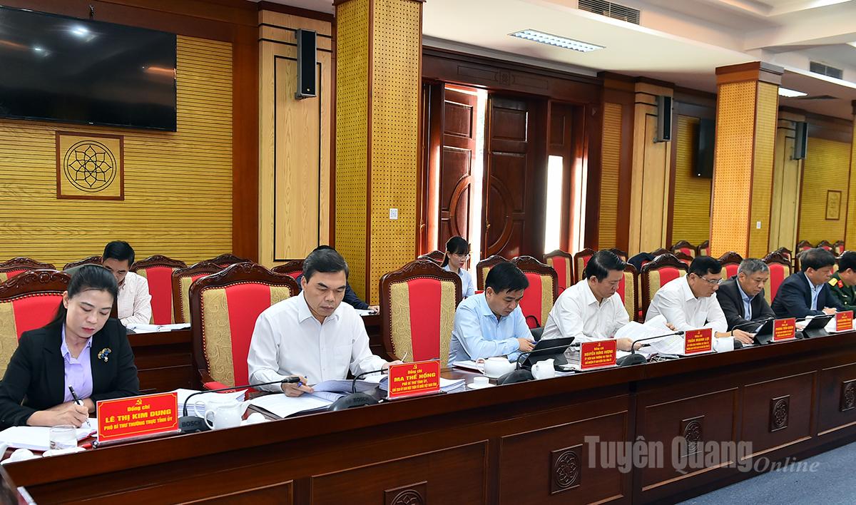 Các đồng chí Thường trực Tỉnh ủy và đại biểu dự hội nghị.