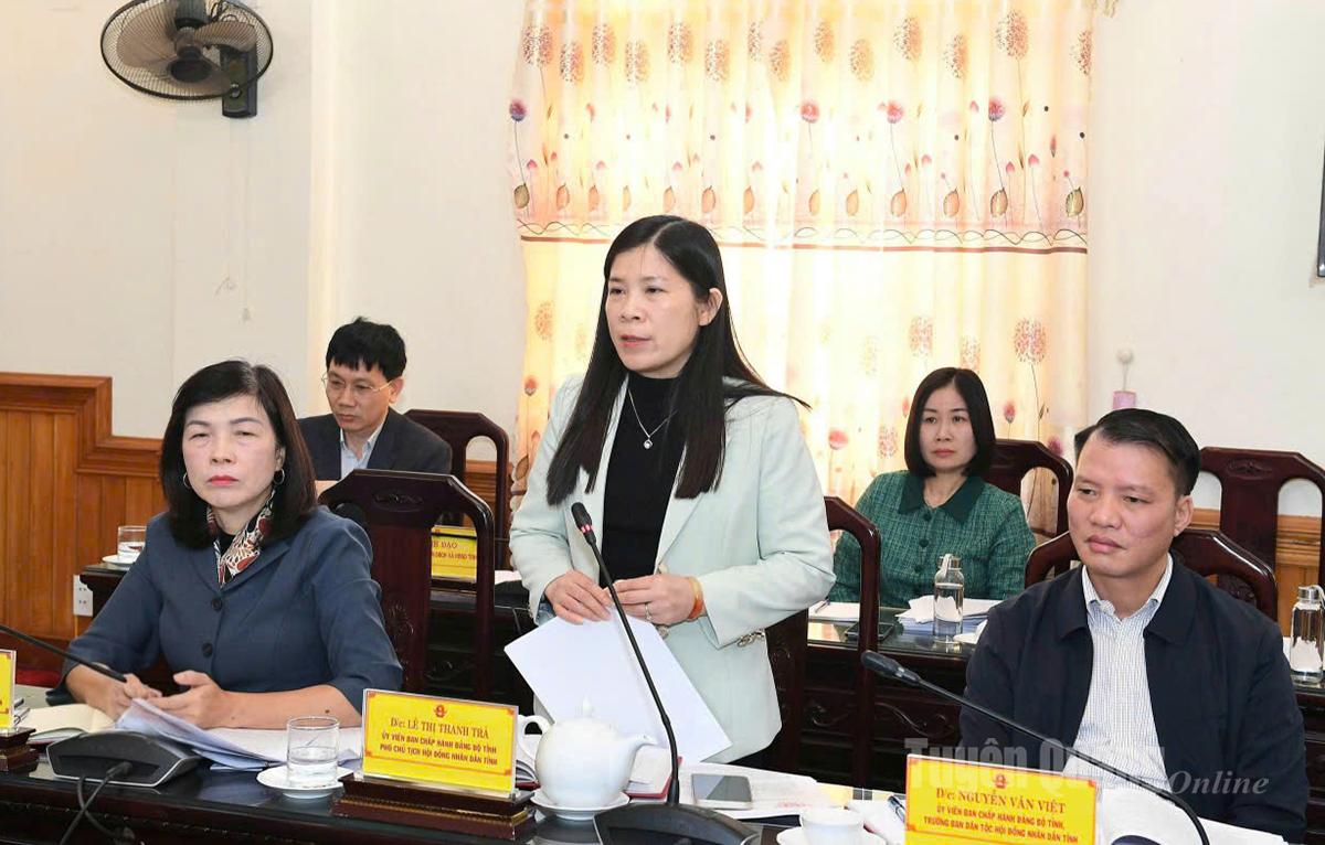 Đồng chí Phó Chủ tịch HĐND tỉnh Lê Thị Thanh Trà phát biểu tại kỳ họp