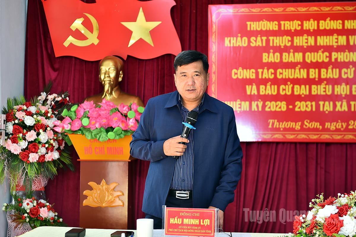 Đồng chí Phó Chủ tịch Thường trực HĐND tỉnh Hầu Minh Lợi phát biểu tại buổi làm việc.