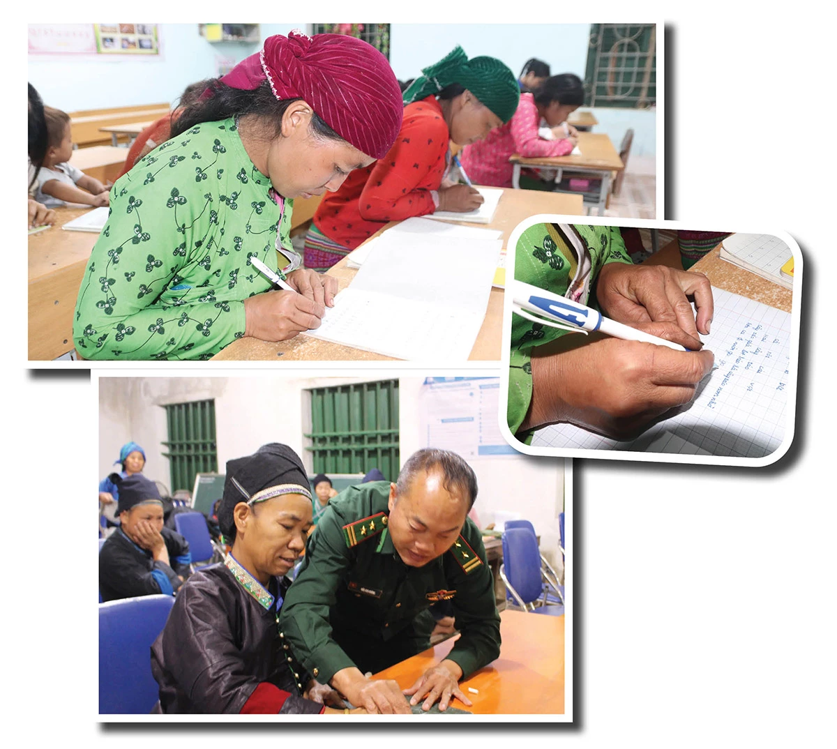 Một lớp học xóa mù chữ tại thôn Cóc Mưi Hạ, xã Thàng Tín