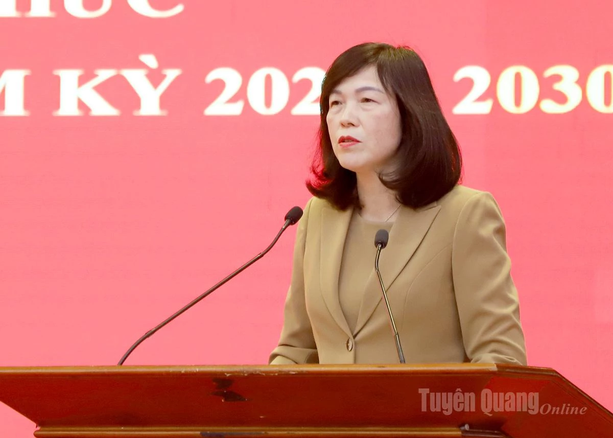 Phó Chủ tịch HĐND tỉnh Phạm Thị Minh Xuân thảo luận tại hội nghị.