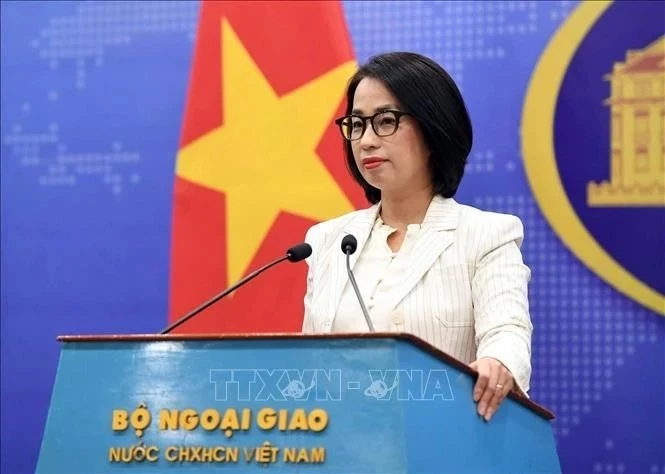 Foreign Ministry spokesperson Pham Thu Hang speaks at a press conference in Hanoi on November 6. (Photo: VNA)