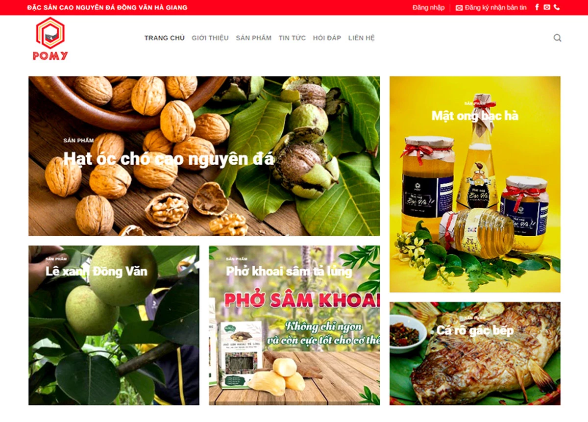 Website của HTX Nông, lâm nghiệp và Dịch vụ thương mại tổng hợp Po Mỷ.