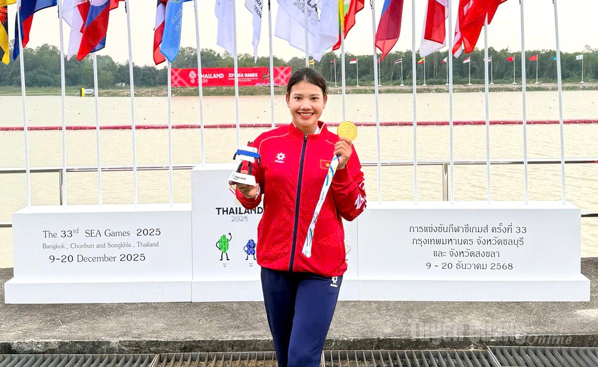 VĐV Ma Thị Thuỳ đoạt Huy chương Vàng nội dung đôi nữ Canoeing tại SEA Games 33