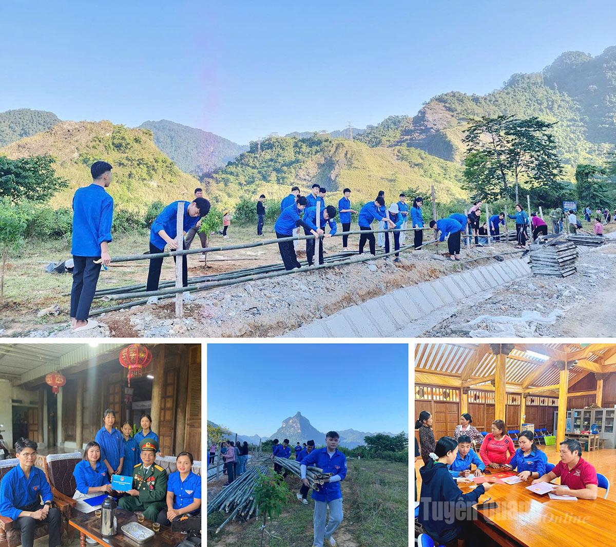 In Na Hang Commune, youth union members organized visits and gift-giving for families of people with meritorious service to the revolution; carried out environmental clean-up activities, planted green hedges; and supported local residents in accessing online public services.