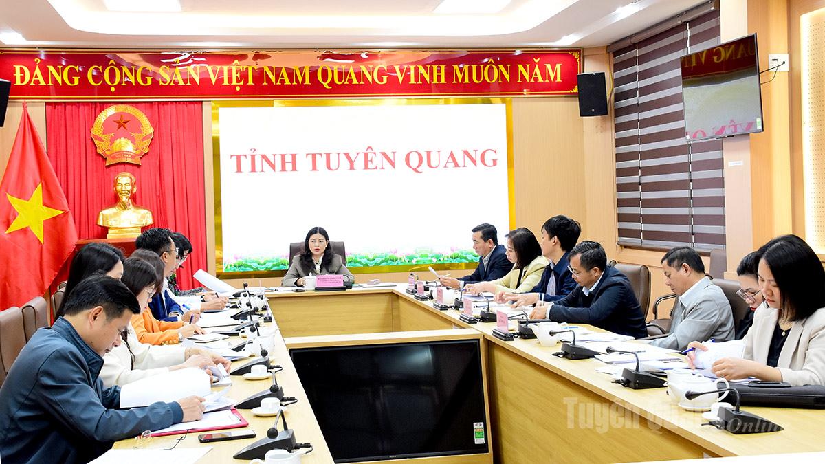 Đồng chí Vương Ngọc Hà, Uỷ viên Ban Thường vụ Tỉnh uỷ, Phó Chủ tịch UBND tỉnh chủ trì cuộc họp.