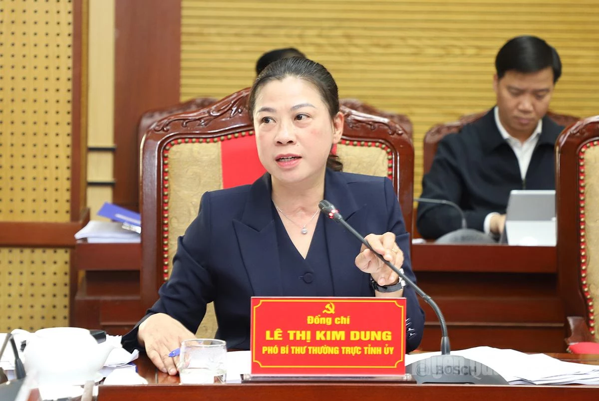 Phó Bí thư Thường trực Tỉnh ủy Lê Thị Kim Dung phát biểu phiên họp.