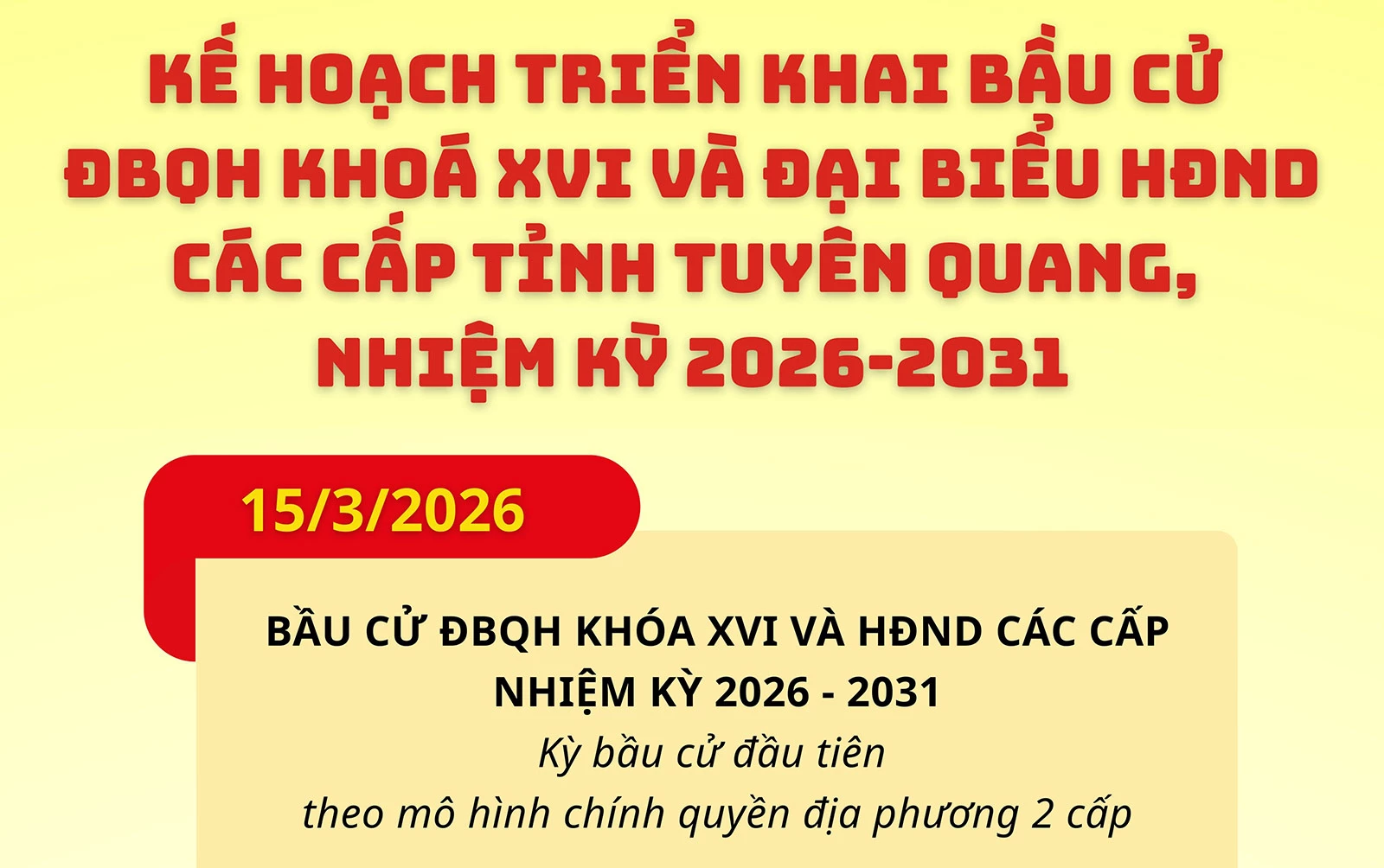 Kế hoạch triển khai bầu cử ĐBQH khóa XVI và đại biểu HĐND các cấp tỉnh Tuyên Quang, nhiệm kỳ 2026 - 2031